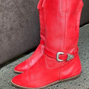 Red Leather Boots - Women’s Size 8.5